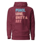 Peace, Love, Unity & Art Hoodie